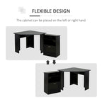 Bureau d'angle d'ordinateur en L, cerisier/noir, avec meuble imprimante et tiroir coulissant – Unité individuelle