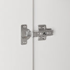 Armoire indépendante en MDF blanc avec tringle à vêtements, étagères réglables et poignées en bois – Unité individuelle