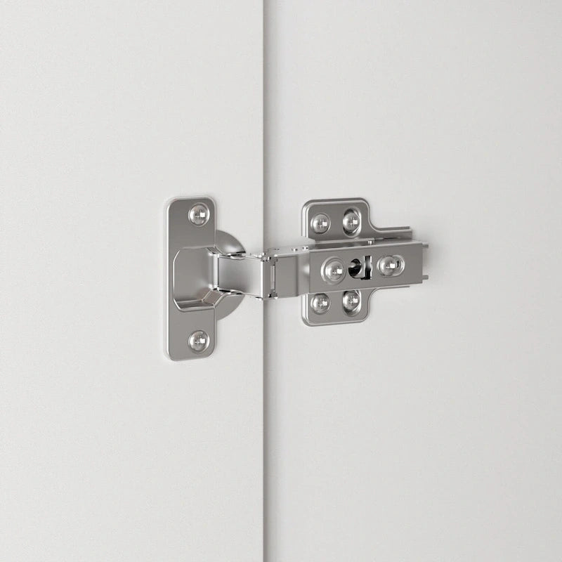 Armoire indépendante en MDF blanc avec tringle à vêtements, étagères réglables et poignées en bois – Unité individuelle