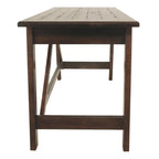 Bureau rustique en placage de bois marron avec pieds inclinés, 2 tiroirs à queues d'aronde et base avec entretoise en croix – Unité simple