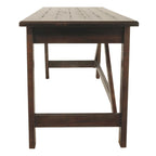 Bureau rustique en placage de bois marron avec pieds inclinés, 2 tiroirs à queues d'aronde et base avec entretoise en croix – Unité simple