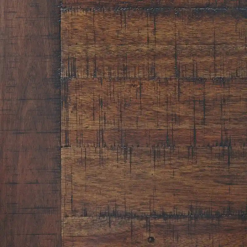 Bureau rustique en placage de bois marron avec pieds inclinés, 2 tiroirs à queues d'aronde et base avec entretoise en croix – Unité simple