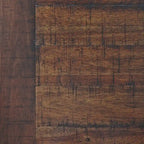 Bureau rustique en placage de bois marron avec pieds inclinés, 2 tiroirs à queues d'aronde et base avec entretoise en croix – Unité simple