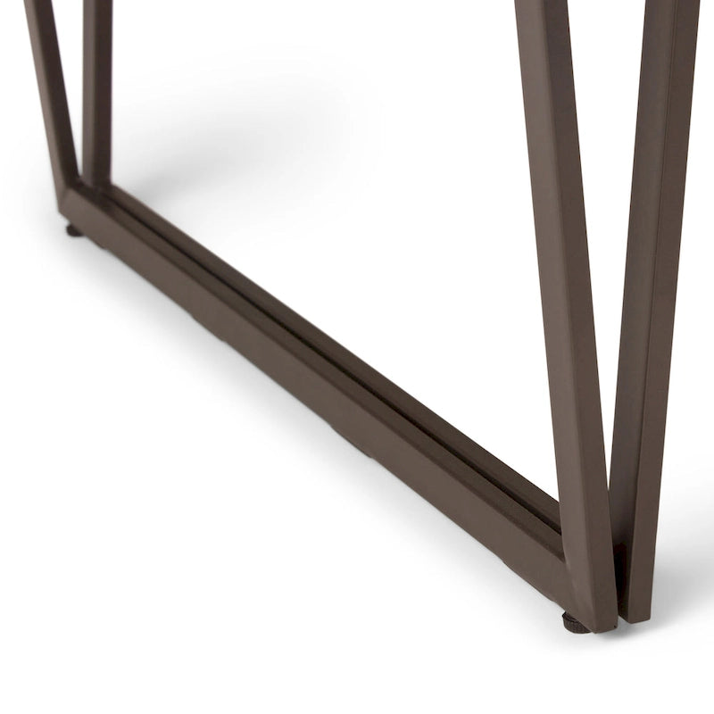 Bureau industriel en bois massif marron vieilli avec pieds métalliques en V et tablette coulissante pour clavier – Unité simple