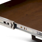 Bureau industriel en bois massif marron vieilli avec pieds métalliques en V et tablette coulissante pour clavier – Unité simple