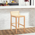 Tabouret de comptoir en rotin avec assise en canne blanche/naturelle / noire / naturelle / noire-naturelle, structure en bois de hêtre et dossier bas – Unité individuelle