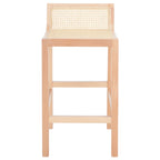 Tabouret de comptoir en rotin avec assise en canne blanche/naturelle / noire / naturelle / noire-naturelle, structure en bois de hêtre et dossier bas – Unité individuelle