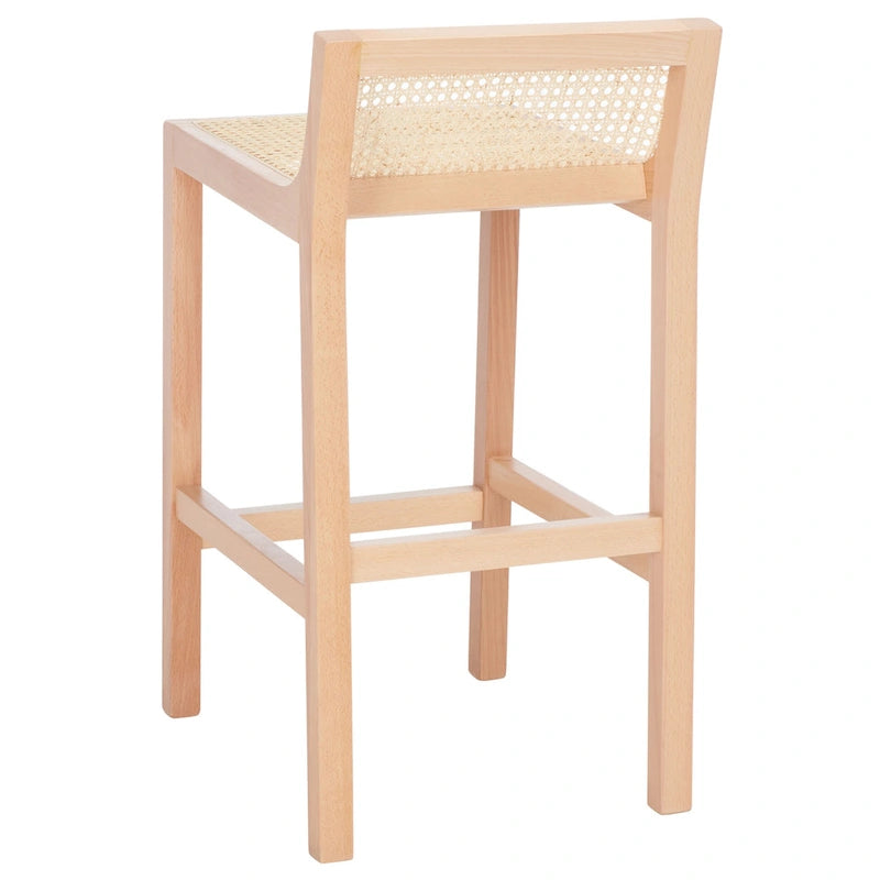 Tabouret de comptoir en rotin avec assise en canne blanche/naturelle / noire / naturelle / noire-naturelle, structure en bois de hêtre et dossier bas – Unité individuelle