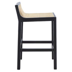 Tabouret de comptoir en rotin avec assise en canne blanche/naturelle / noire / naturelle / noire-naturelle, structure en bois de hêtre et dossier bas – Unité individuelle