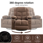 Fauteuil inclinable à bascule surdimensionné en tissu avec massage vibrant 8 points, chauffage lombaire, port USB et 2 porte-gobelets – Siège individuel