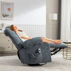 Fauteuil inclinable à bascule surdimensionné en tissu avec massage vibrant 8 points, chauffage lombaire, port USB et 2 porte-gobelets – Siège individuel