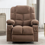 Fauteuil inclinable à bascule surdimensionné en tissu avec massage vibrant 8 points, chauffage lombaire, port USB et 2 porte-gobelets – Siège individuel