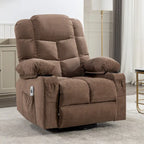Fauteuil inclinable à bascule surdimensionné en tissu avec massage vibrant 8 points, chauffage lombaire, port USB et 2 porte-gobelets – Siège individuel