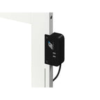 Lit plateforme double avec pied de lit, 2 tiroirs sous le lit et station de recharge, en bois massif blanc, style Mid-Century Modern – Pour 1 à 2 personnes