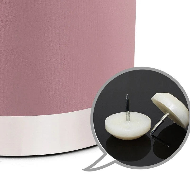 Pouffe repose-pieds rond en velours rose / bleu / gris avec bordure argentée – Une seule unité