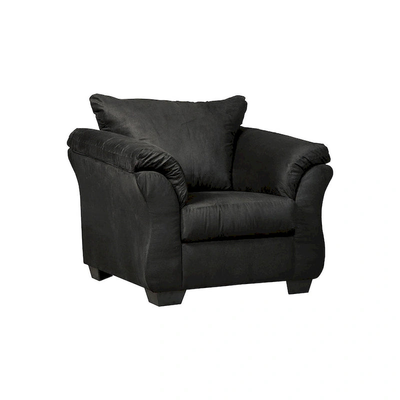 Fauteuil d'appoint contemporain noir en polyester avec structure évasée et accoudoirs rembourrés – Siège unique