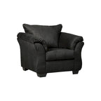Fauteuil d'appoint contemporain noir en polyester avec structure évasée et accoudoirs rembourrés – Siège unique