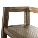 Bibliothèque inclinée en bois brun moyen vieilli avec 5 étagères – Unité simple