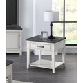 Table d'appoint côtière antique blanche et grise avec 1 tiroir et une étagère inférieure – Unité unique