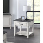 Table d'appoint côtière antique blanche et grise avec 1 tiroir et une étagère inférieure – Unité unique