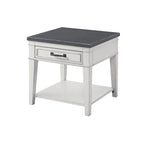 Table d'appoint côtière antique blanche et grise avec 1 tiroir et une étagère inférieure – Unité unique