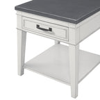 Table d'appoint côtière antique blanche et grise avec 1 tiroir et une étagère inférieure – Unité unique
