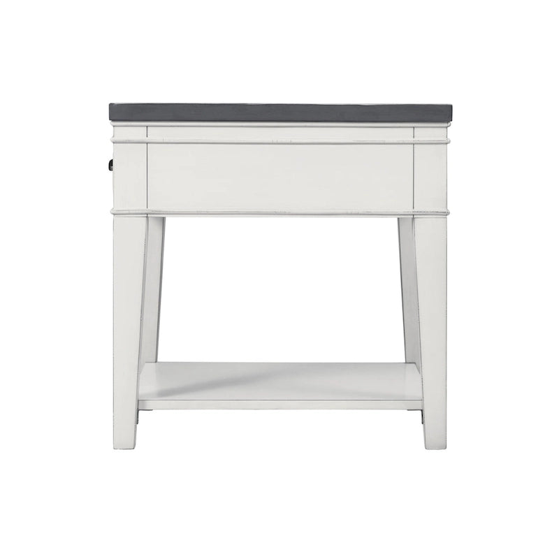 Table d'appoint côtière antique blanche et grise avec 1 tiroir et une étagère inférieure – Unité unique