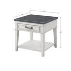 Table d'appoint côtière antique blanche et grise avec 1 tiroir et une étagère inférieure – Unité unique