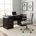Luxurious Computer Desk with 2 Drawers and Cabinet, Brown