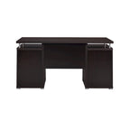 Bureau informatique contemporain marron avec 2 tiroirs, meuble avec 2 étagères et tablette coulissante – Unité simple
