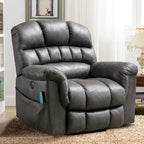 Fauteuil inclinable releveur électrique en microsuède marron/gris avec chauffage, massage et ports USB – Une place