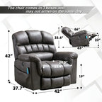Fauteuil inclinable releveur électrique en microsuède marron/gris avec chauffage, massage et ports USB – Une place