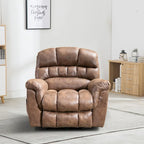 Fauteuil inclinable releveur électrique en microsuède marron/gris avec chauffage, massage et ports USB – Une place