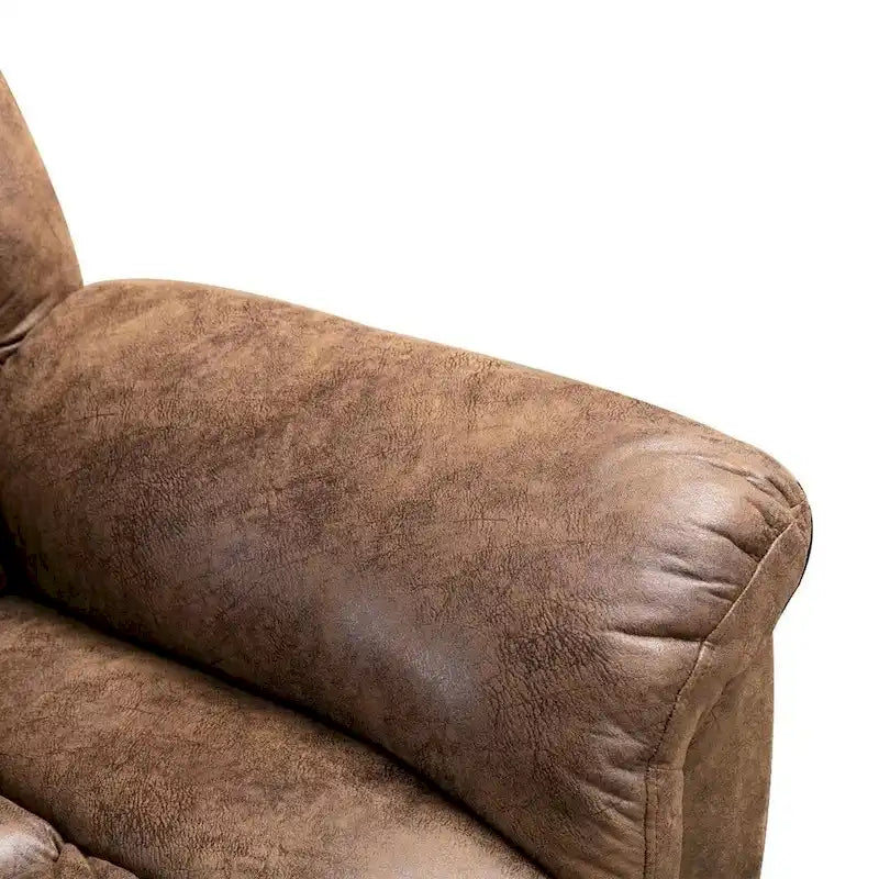 Fauteuil inclinable releveur électrique en microsuède marron/gris avec chauffage, massage et ports USB – Une place