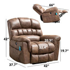 Fauteuil inclinable releveur électrique en microsuède marron/gris avec chauffage, massage et ports USB – Une place
