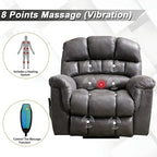 Fauteuil inclinable releveur électrique en microsuède marron/gris avec chauffage, massage et ports USB – Une place