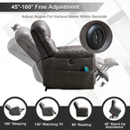 Fauteuil inclinable releveur électrique en microsuède marron/gris avec chauffage, massage et ports USB – Une place