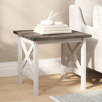 Table d'appoint rustique en bois massif à cadre en X, gris foncé/noyer/gris acacia et blanc rustique – Unité unique