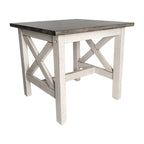 Table d'appoint rustique en bois massif à cadre en X, gris foncé/noyer/gris acacia et blanc rustique – Unité unique