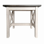Table d'appoint rustique en bois massif à cadre en X, gris foncé/noyer/gris acacia et blanc rustique – Unité unique