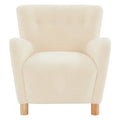 Fauteuil en fausse peau de mouton ivoire/beige avec pieds en bois de bouleau – Une place