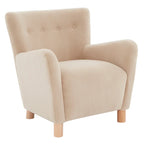 Fauteuil en fausse peau de mouton ivoire/beige avec pieds en bois de bouleau – Une place