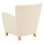 Fauteuil en fausse peau de mouton ivoire/beige avec pieds en bois de bouleau – Une place