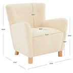 Fauteuil en fausse peau de mouton ivoire/beige avec pieds en bois de bouleau – Une place