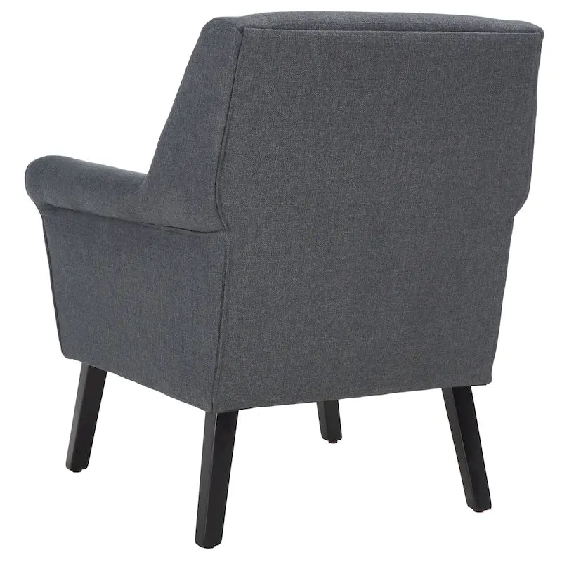 Fauteuil d'appoint en lin bleu marine/gris foncé avec accoudoirs roulés – Siège simple