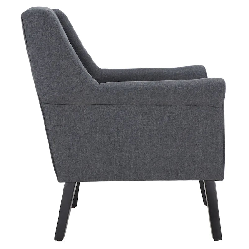 Fauteuil d'appoint en lin bleu marine/gris foncé avec accoudoirs roulés – Siège simple