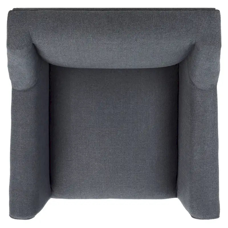 Fauteuil d'appoint en lin bleu marine/gris foncé avec accoudoirs roulés – Siège simple