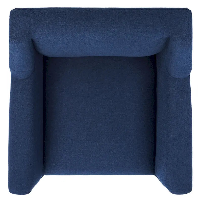 Fauteuil d'appoint en lin bleu marine/gris foncé avec accoudoirs roulés – Siège simple