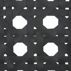 Fauteuil en cuir tressé noir avec motif en cannage français et cadre en bois massif – Siège individuel