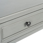 Console de ferme vieillie grise / blanche / grège / noire avec 2 tiroirs, pieds tournés et détails sculptés – Unité unique